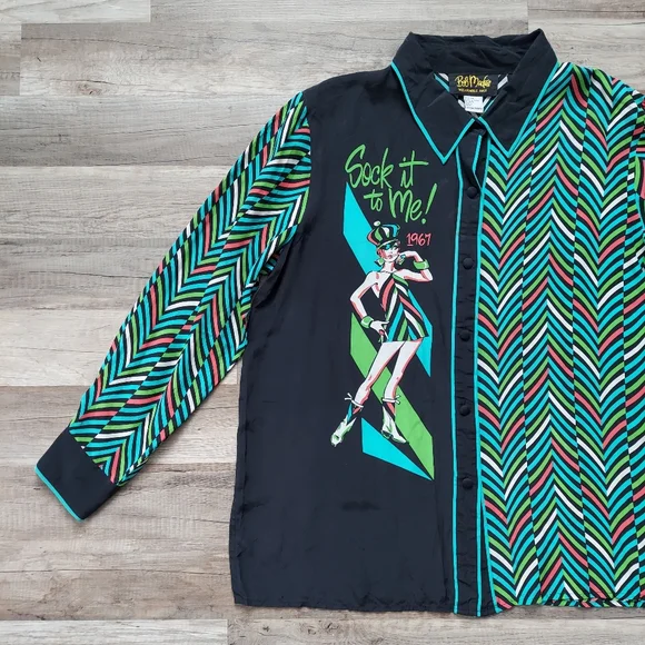 Bob Mackie Wearable Art Plus New Sz 2X Button Blouse Shirt Top Floral